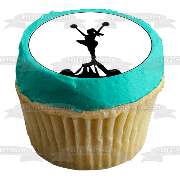 Cheerleading Tower Pyramid Action Silhouette Edible Cupcake Topper Images ABPID55911