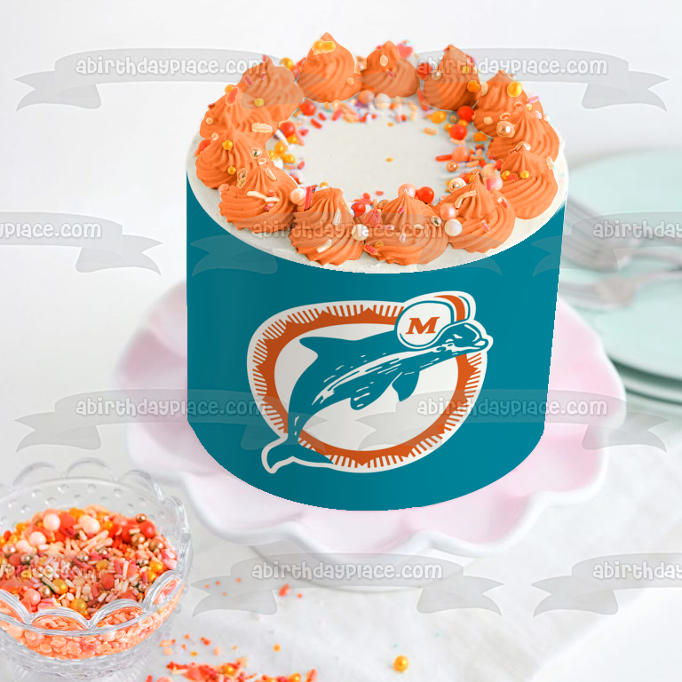 NFL Miami Dolphins Team Logo Edible Cake Topper Image ABPID55916