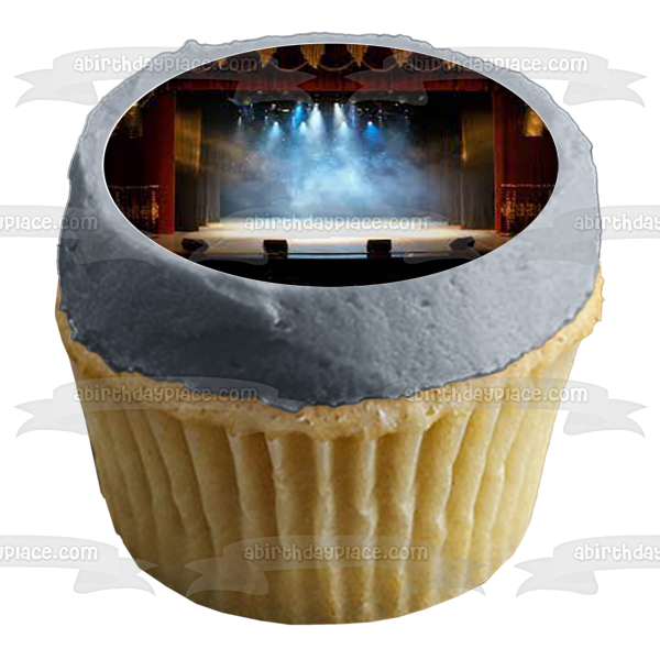 Empty Theater Performance Spotlights Edible Cupcake Topper Images ABPID56011