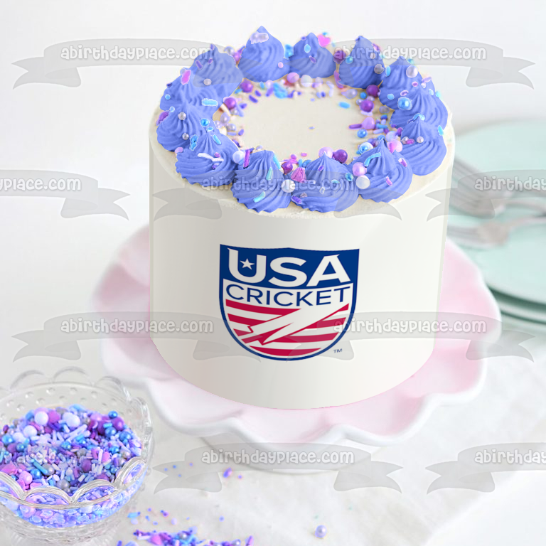 USA Cricket Logo Edible Cake Topper Image ABPID55917