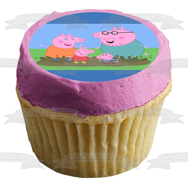 Peppa Pig Mamá Cerdo Papá Cerdo George Adorno comestible para tarta Imagen ABPID12351 