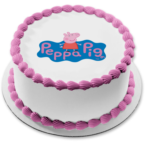 Imagen comestible para decoración de tarta con el logotipo de Peppa Pig ABPID12364 