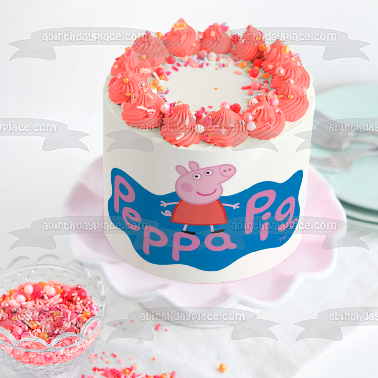 Imagen comestible para decoración de tarta con el logotipo de Peppa Pig ABPID12364 