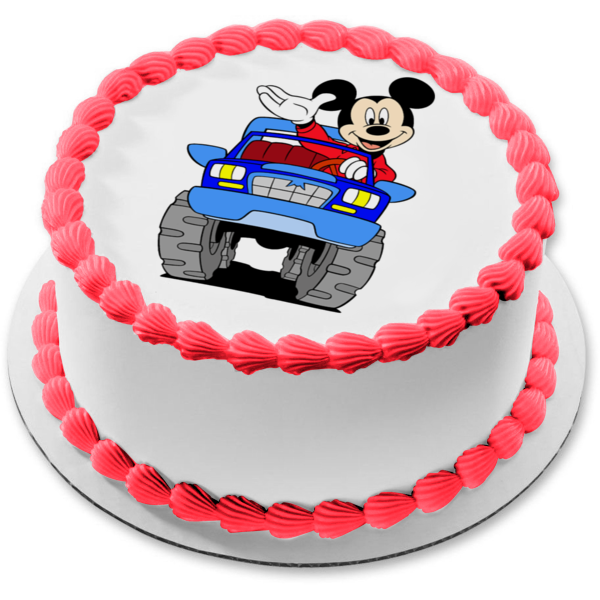 Disney Mickey Mouse Driving a Car Edible Cake Topper Image ABPID12369