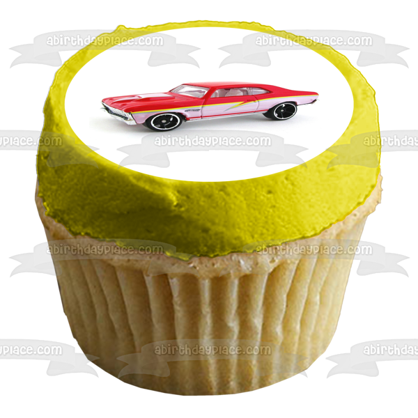 Custom Race Car Red and White Edible Cake Topper Image ABPID12378