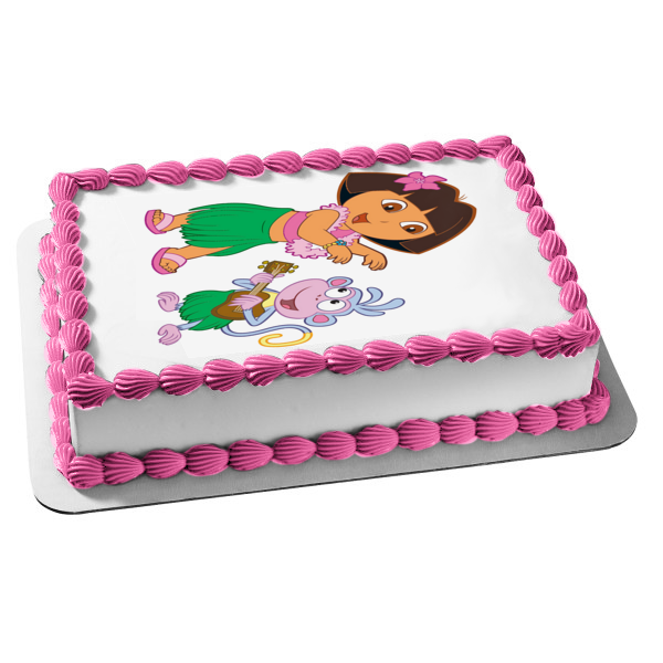 Dora the Explorer Boots Hawaiian Theme Edible Cake Topper Image ABPID1 ...