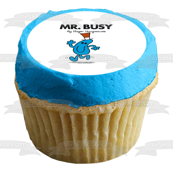 Imagen de decoración comestible para tarta Mr. Men Mr. Busy azul ABPID12219 