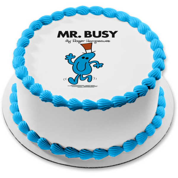 Imagen de decoración comestible para tarta Mr. Men Mr. Busy azul ABPID12219 