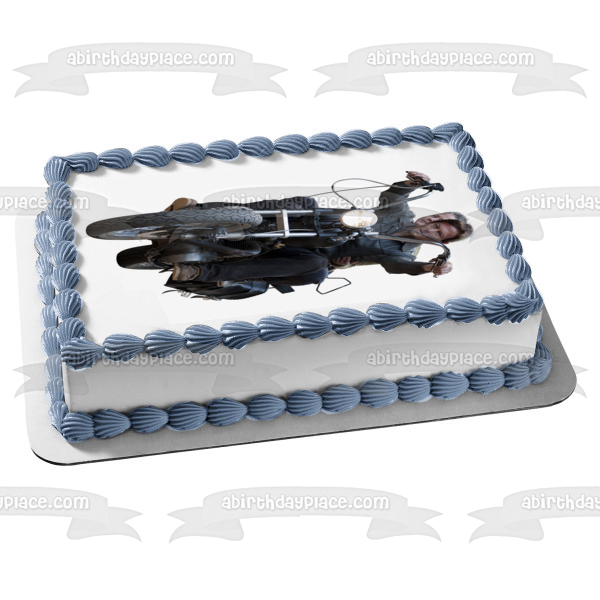 The Walking Dead Darryl Motorcycle Edible Cake Topper Image ABPID12417