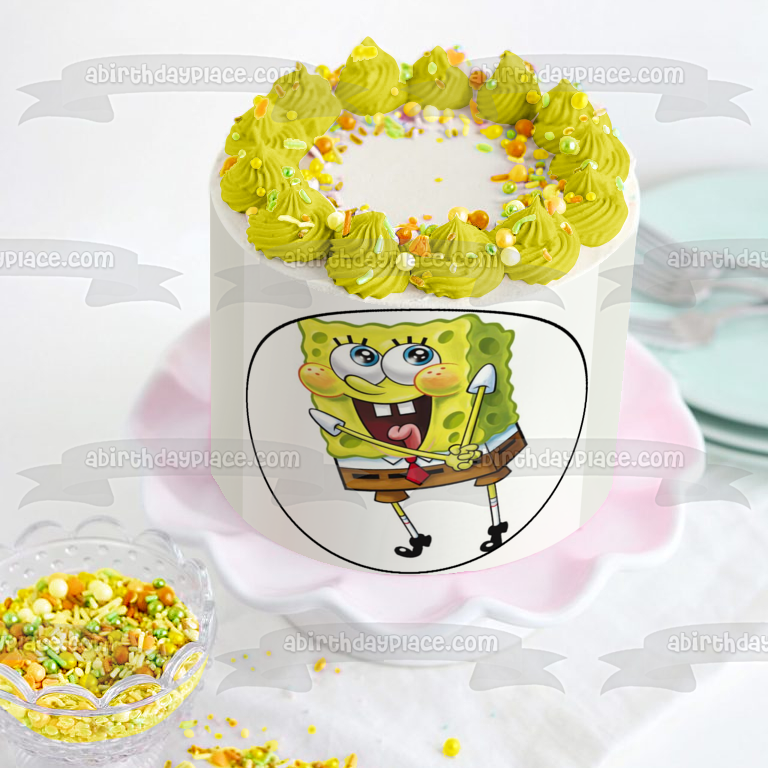 SpongeBob SquarePants Happy Smiling Edible Cake Topper Image ABPID12431