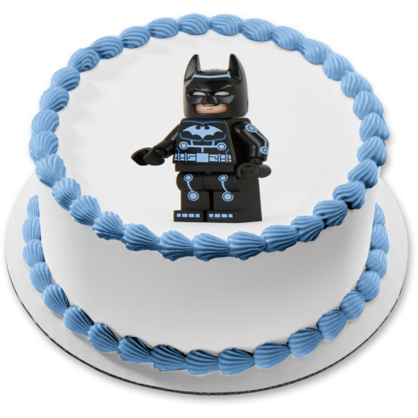 LEGO DC Comics Superhéroe Batman Sonriendo Decoración comestible para tarta Imagen ABPID12289