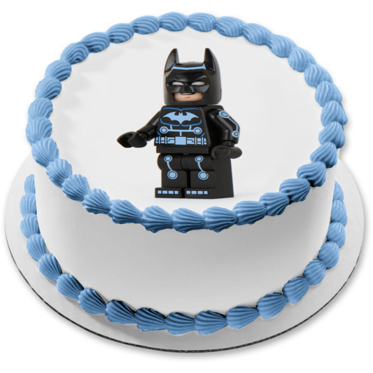 LEGO DC Comics Superhéroe Batman Sonriendo Decoración comestible para tarta Imagen ABPID12289