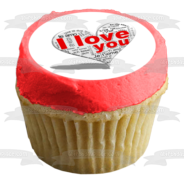 I Love You In Several Languages Edible Cake Topper Image ABPID12624