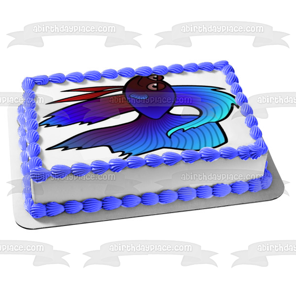 Cartoon Blue Tropical Fish Edible Cake Topper Image ABPID12635