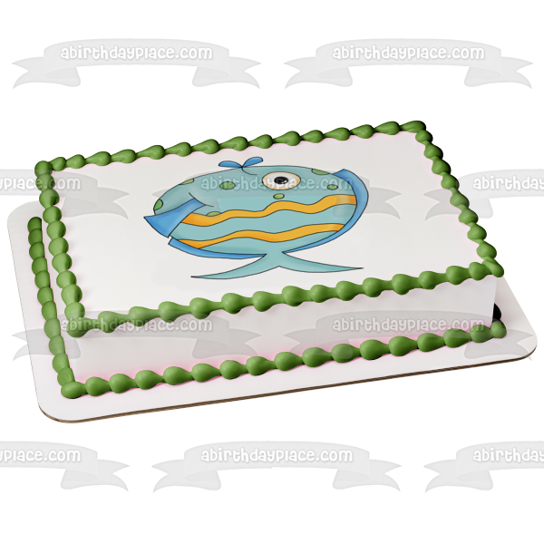 Cartoon Tropical Blue Fish Edible Cake Topper Image ABPID12645