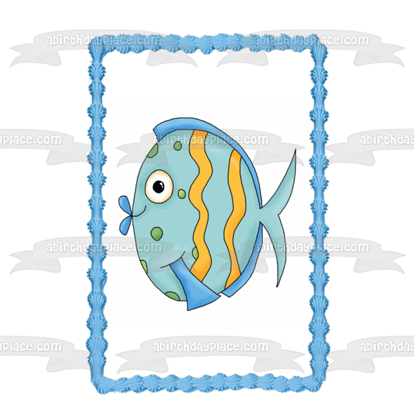 Cartoon Tropical Blue Fish Edible Cake Topper Image ABPID12645