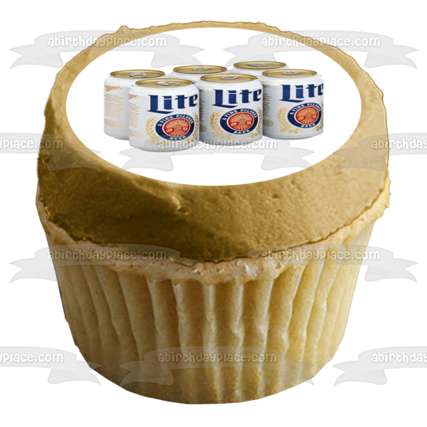 Miller Lite Beer 6 Pack Cans Edible Cake Topper Image ABPID56144