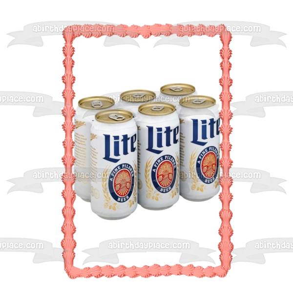 Miller Lite Beer 6 Pack Cans Edible Cake Topper Image ABPID56144