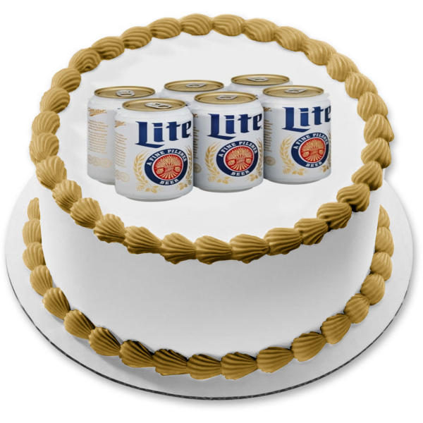 Miller Lite Beer 6 Pack Cans Edible Cake Topper Image ABPID56144