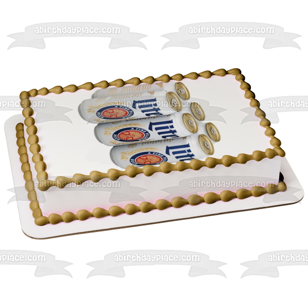 Miller Lite Beer 6 Pack Cans Edible Cake Topper Image ABPID56144