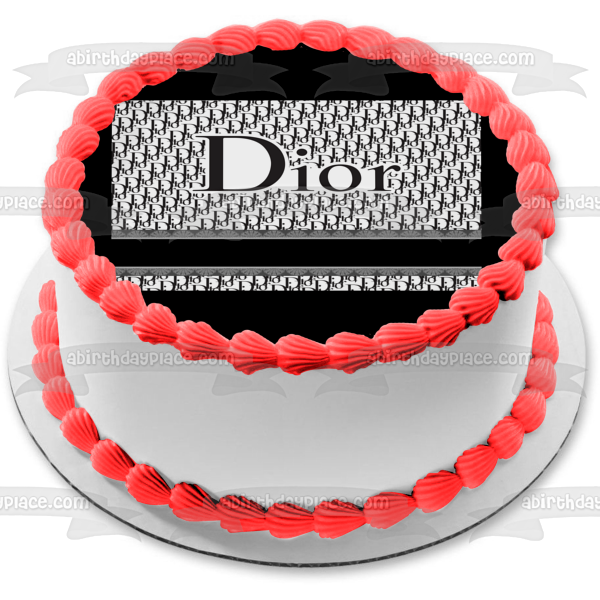 Imagen de adorno comestible para pastel personalizable con patrón de logotipo de Dior ABPID56046 