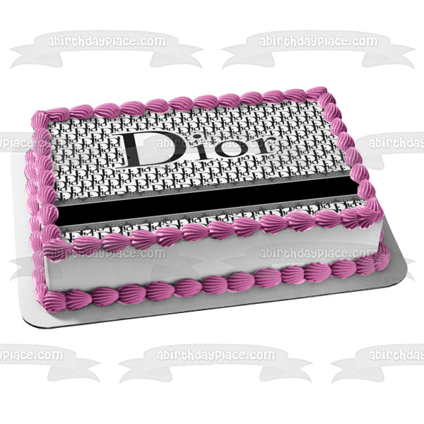 Imagen de adorno comestible para pastel personalizable con patrón de logotipo de Dior ABPID56046 