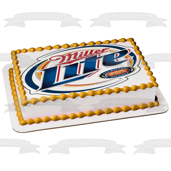 Imagen comestible para decoración de tarta con el logotipo de Miller Lite ABPID56146 