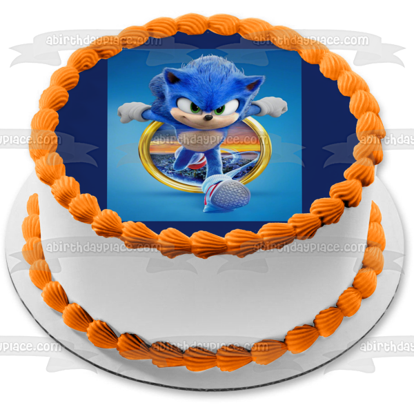 Adorno comestible para tarta con 2 anillos dorados de Sonic the Hedgehog, imagen ABPID56048 