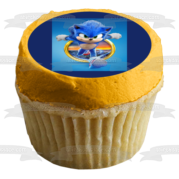 Adorno comestible para tarta con 2 anillos dorados de Sonic the Hedgehog, imagen ABPID56048 