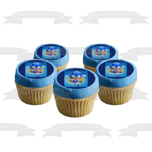 Adorno comestible para tarta con 2 anillos dorados de Sonic the Hedgehog, imagen ABPID56048 