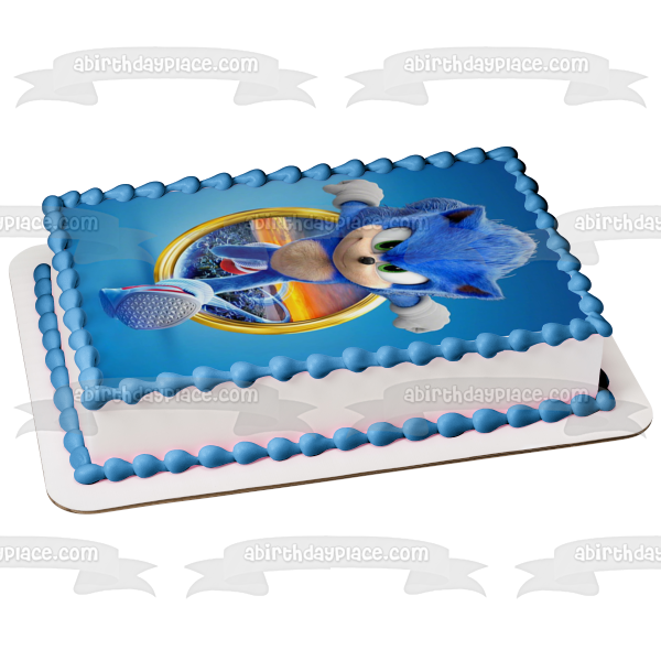 Adorno comestible para tarta con 2 anillos dorados de Sonic the Hedgehog, imagen ABPID56048 