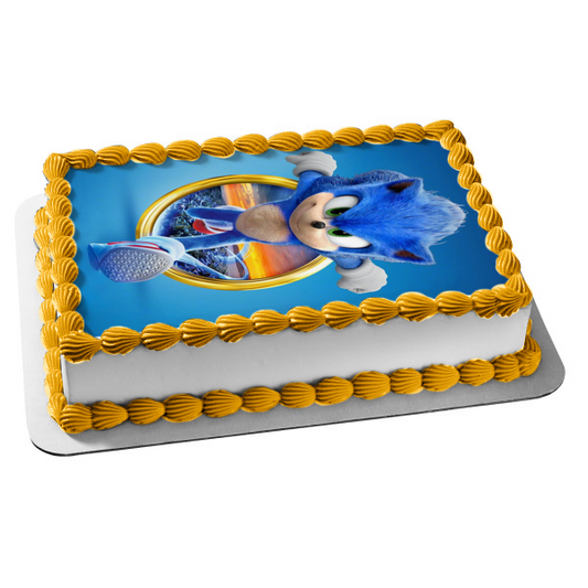 Adorno comestible para tarta con 2 anillos dorados de Sonic the Hedgehog, imagen ABPID56048 