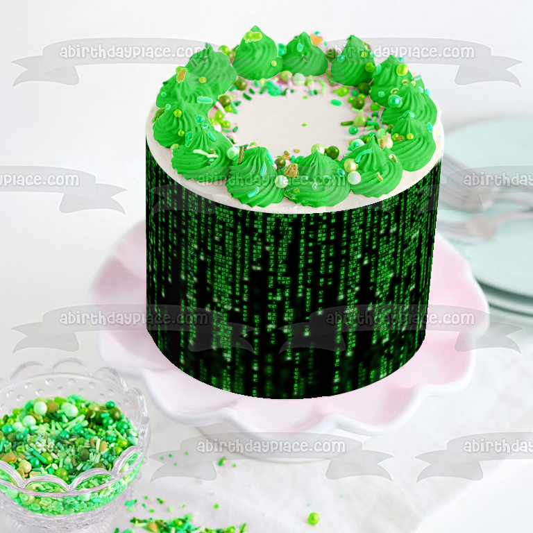 The Matrix Digital Rain Edible Cake Topper Image ABPID56050