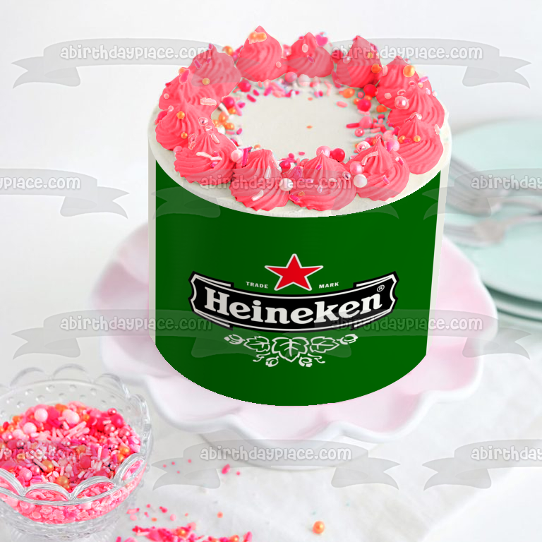 Imagen comestible para decoración de tarta con logotipo de cerveza Heineken ABPID56064 