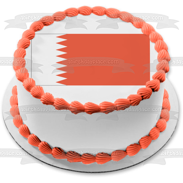 Imagen de decoración comestible para tarta comestible con bandera de Bahrein, color blanco y rojo, ABPID13100 