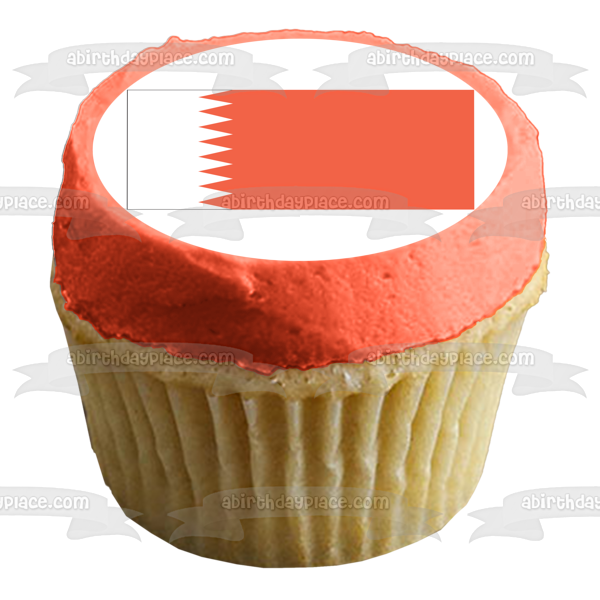 Imagen de decoración comestible para tarta comestible con bandera de Bahrein, color blanco y rojo, ABPID13100 