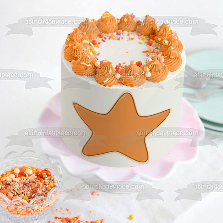 Adorno comestible para tarta con estrella naranja de Pj Masks, imagen ABPID12702 