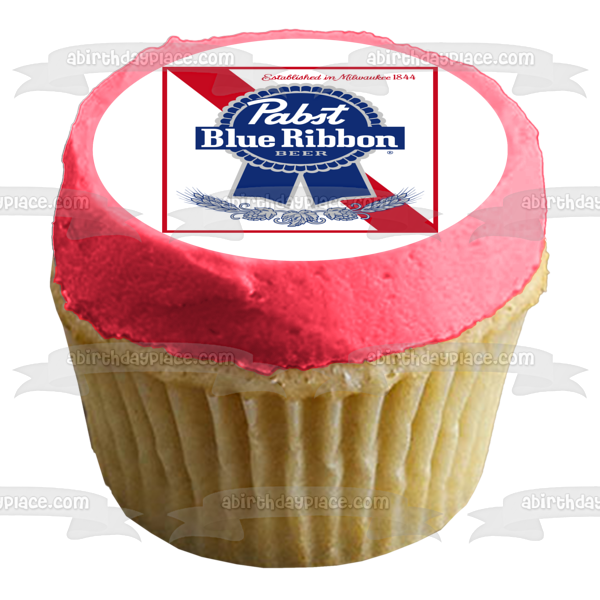 Pabst Blue Ribbon Beer Logo Edible Cake Topper Image ABPID56160