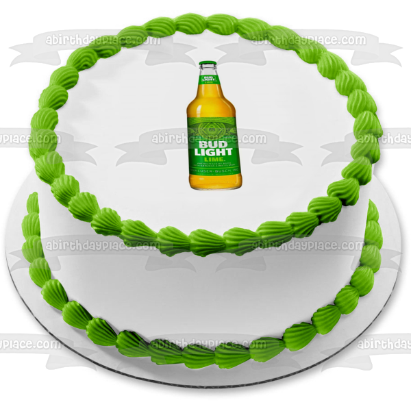 Bud Light Lime Beer Bottle Edible Cake Topper Image ABPID56067