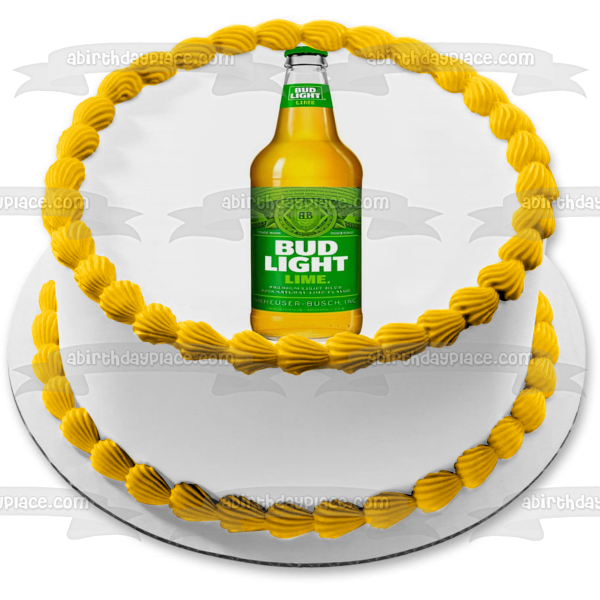 Bud Light Lime Beer Bottle Edible Cake Topper Image ABPID56067