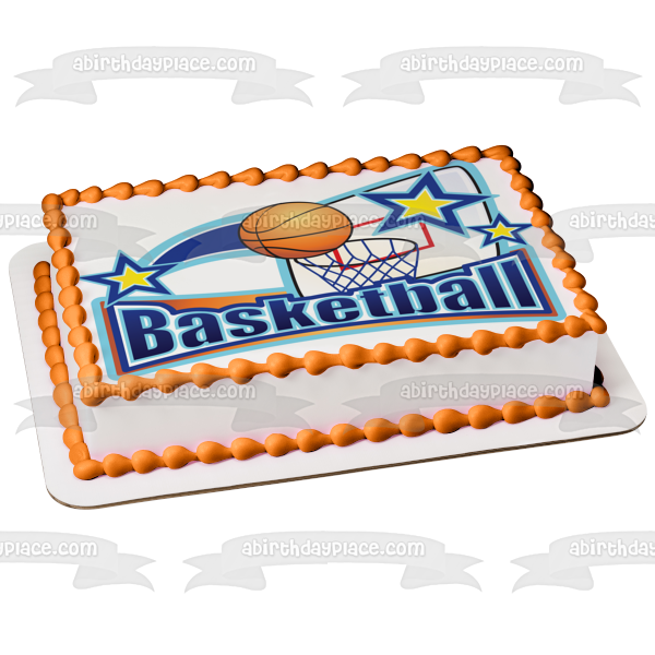 Sports Basketball Stars Basketball Hoop Backboard Edible Cake Topper Image ABPID13113