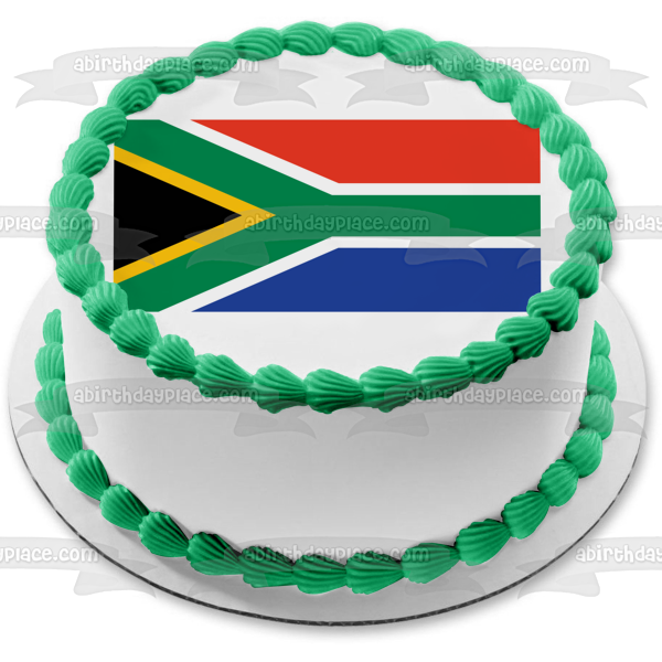 Flag of South Africa Black Red Green White Blue Edible Cake Topper Image ABPID13121