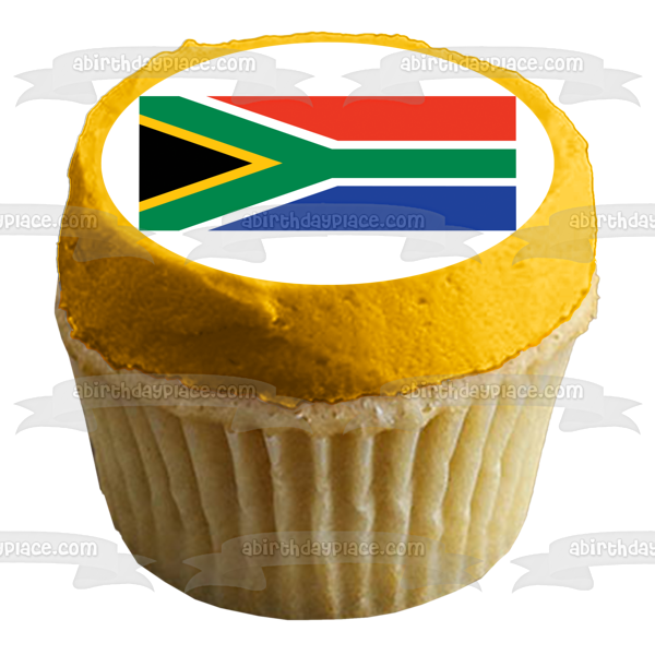 Flag of South Africa Black Red Green White Blue Edible Cake Topper Image ABPID13121