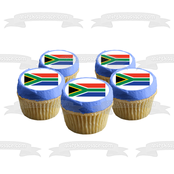 Flag of South Africa Black Red Green White Blue Edible Cake Topper Image ABPID13121