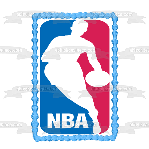 Imagen de decoración comestible para tarta con logotipo rojo, blanco y azul de la Asociación Nacional de Baloncesto de la NBA ABPID06789 