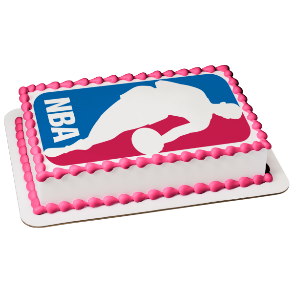 Imagen de decoración comestible para tarta con logotipo rojo, blanco y azul de la Asociación Nacional de Baloncesto de la NBA ABPID06789 