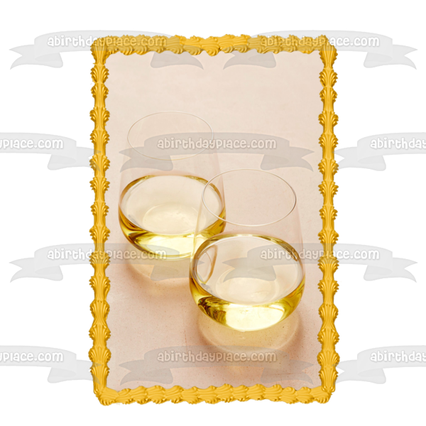 Vino blanco en copas de vino Imagen comestible para decoración de tarta ABPID56168 