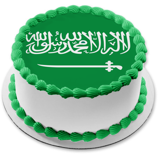 Flag of the Kingdom of Saudi Arabia Edible Cake Topper Image ABPID13141