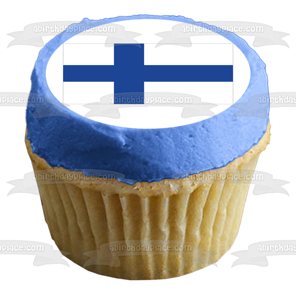 Flag of Finland White Background Blue Nordic Cross Edible Cake Topper Image ABPID13145