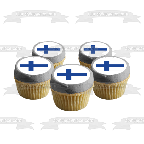 Flag of Finland White Background Blue Nordic Cross Edible Cake Topper Image ABPID13145